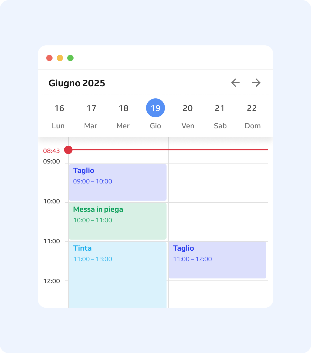 calendario con prenotazioni