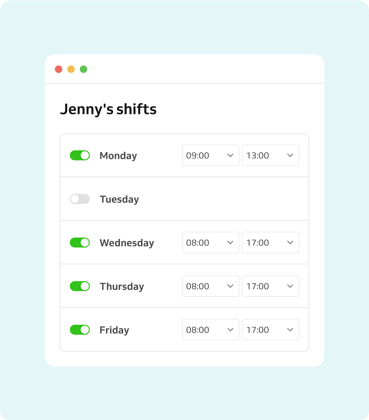 staff schedule
