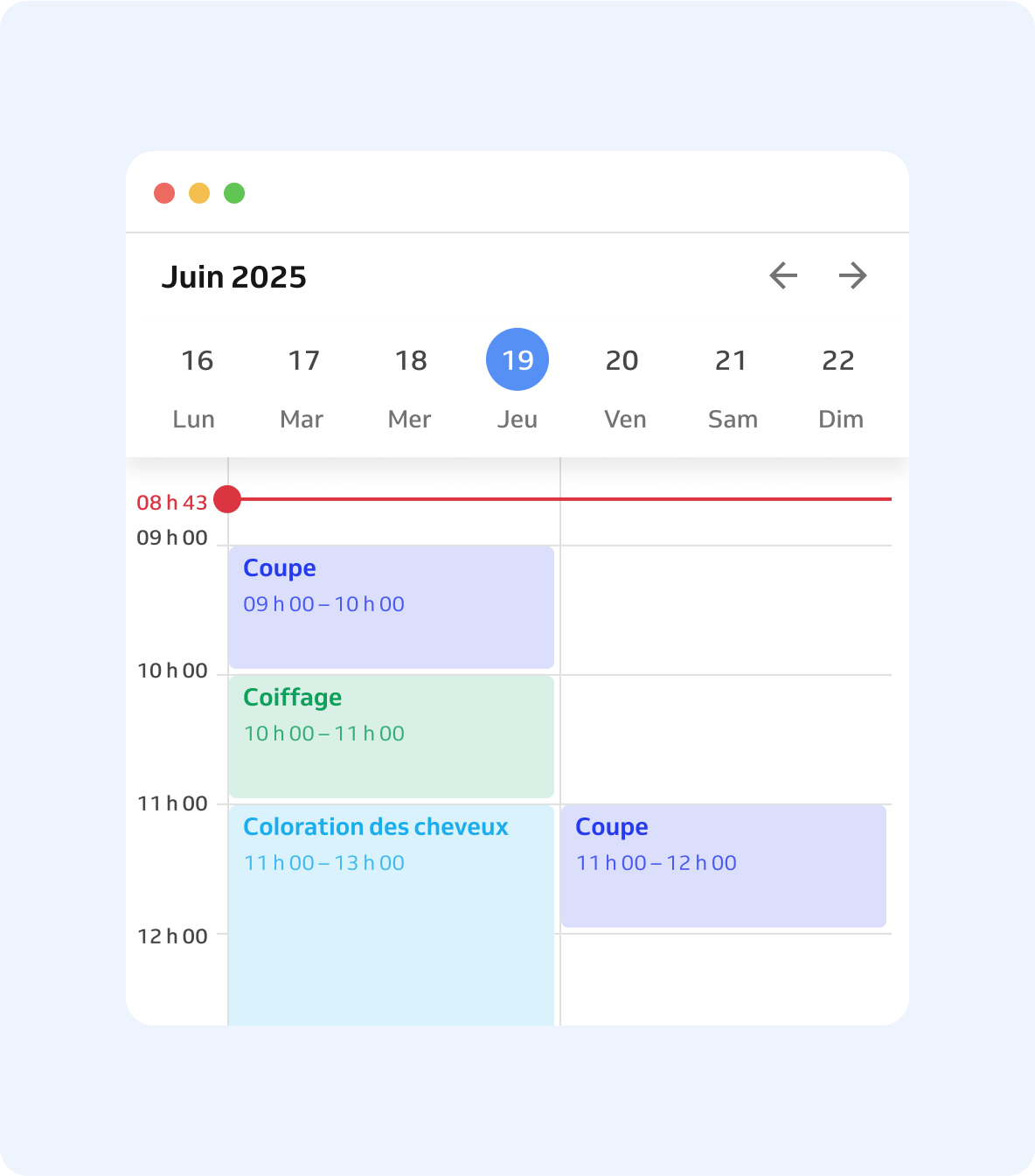 calendrier avec réservations